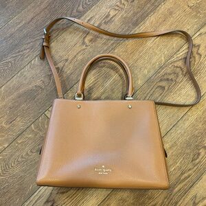 Kate Spade Tan Leather Handbag Leila Triple Compartment Medium
